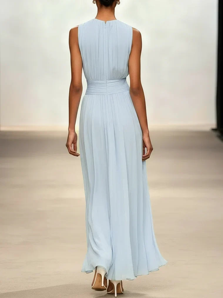 Robe Longue Froncée Sans Manches