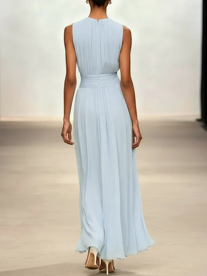 Robe Longue Froncée Sans Manches