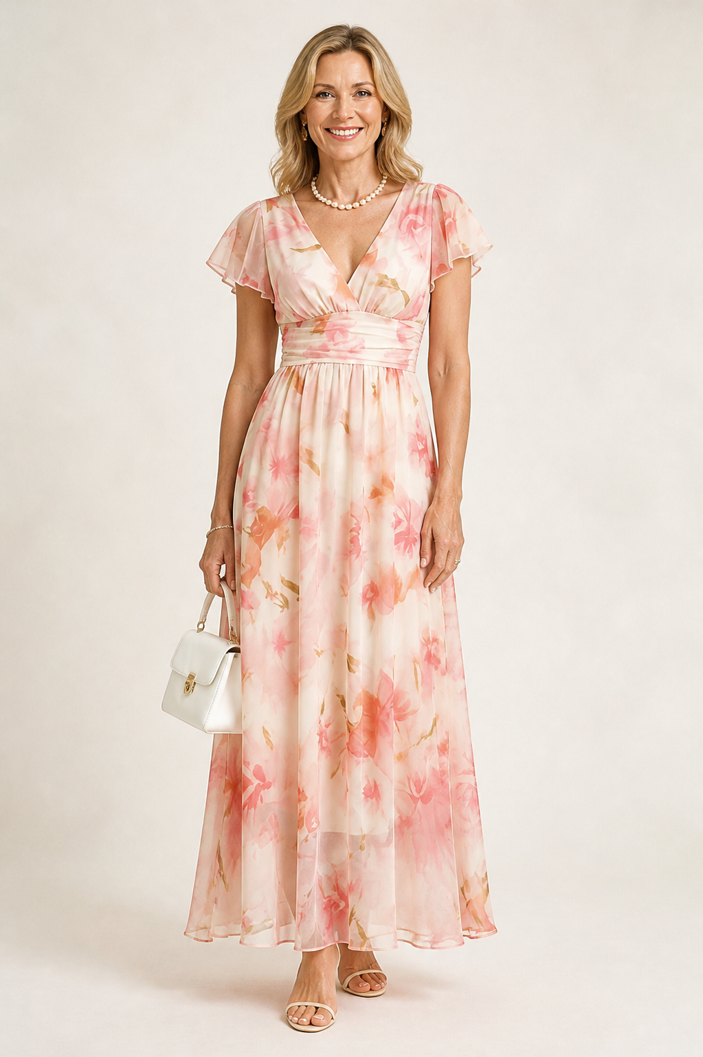 Robe Longue à Manches Volantées