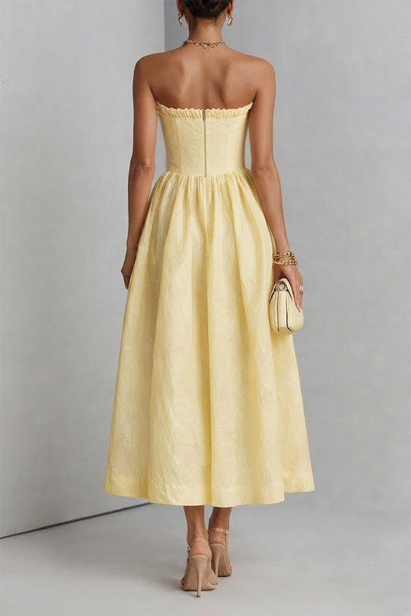 Robe Midi Bustier à Rosettes 3D