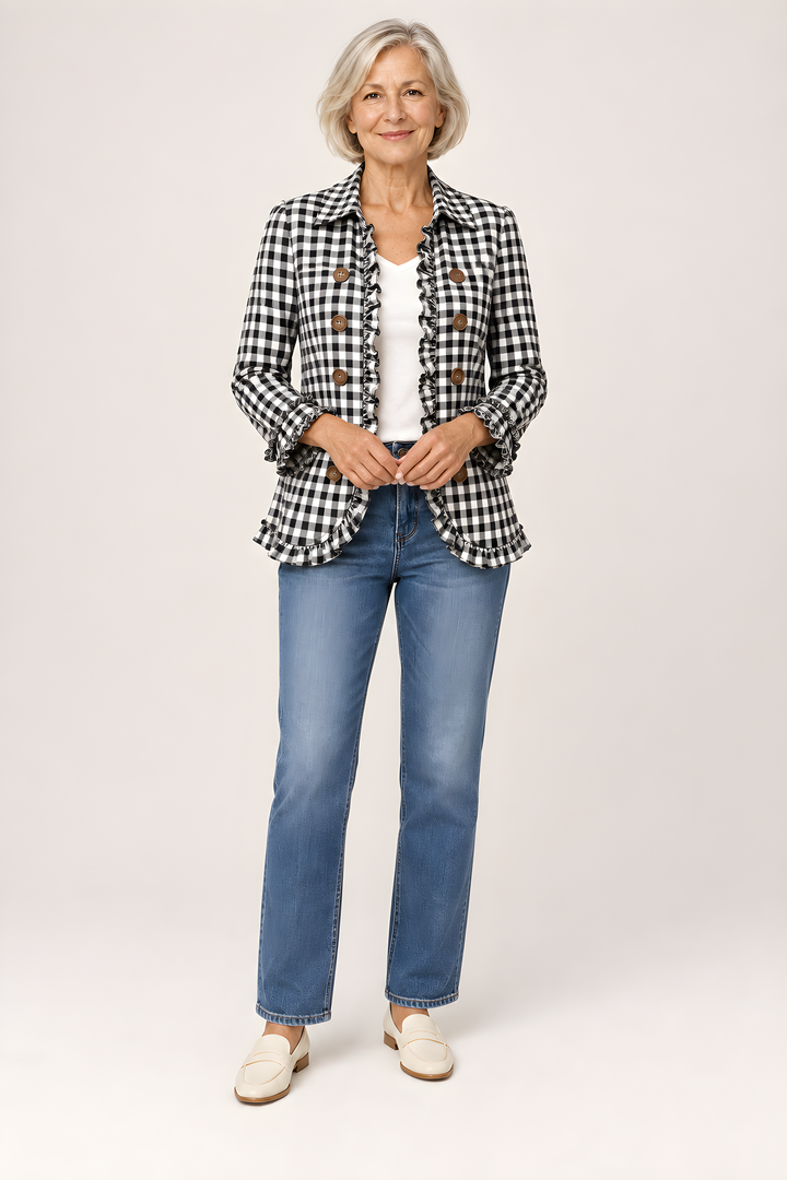 Veste Charlene Vichy à Volants Boutonnée