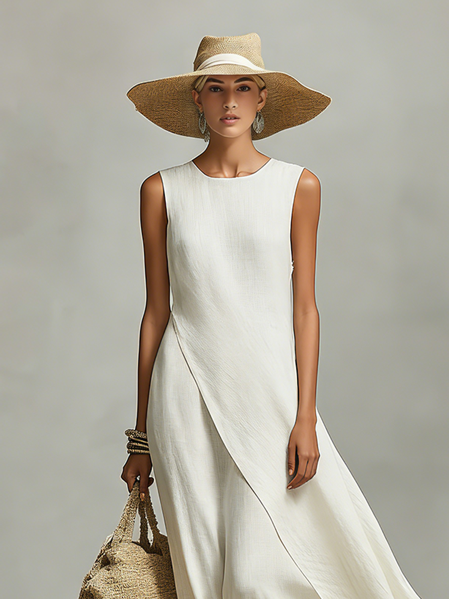 Robe Longue Ivoire Coupe Ample