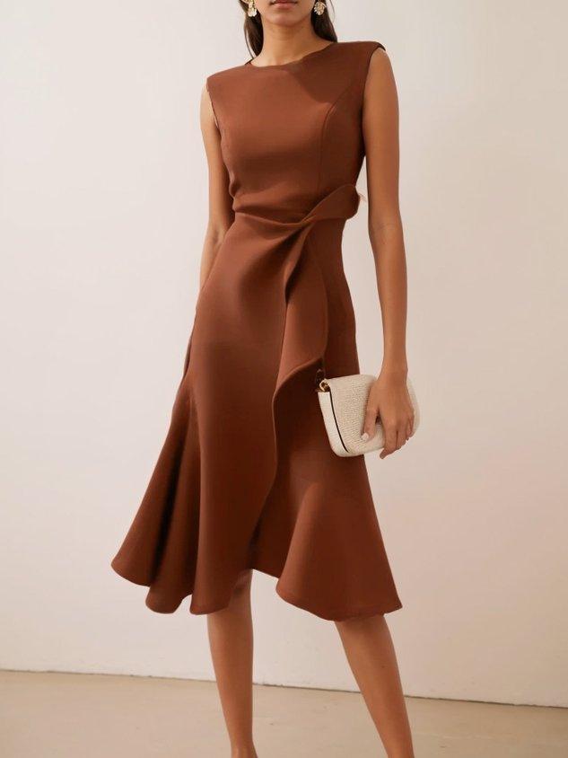 Robe Midi Trapèze Sans Manches