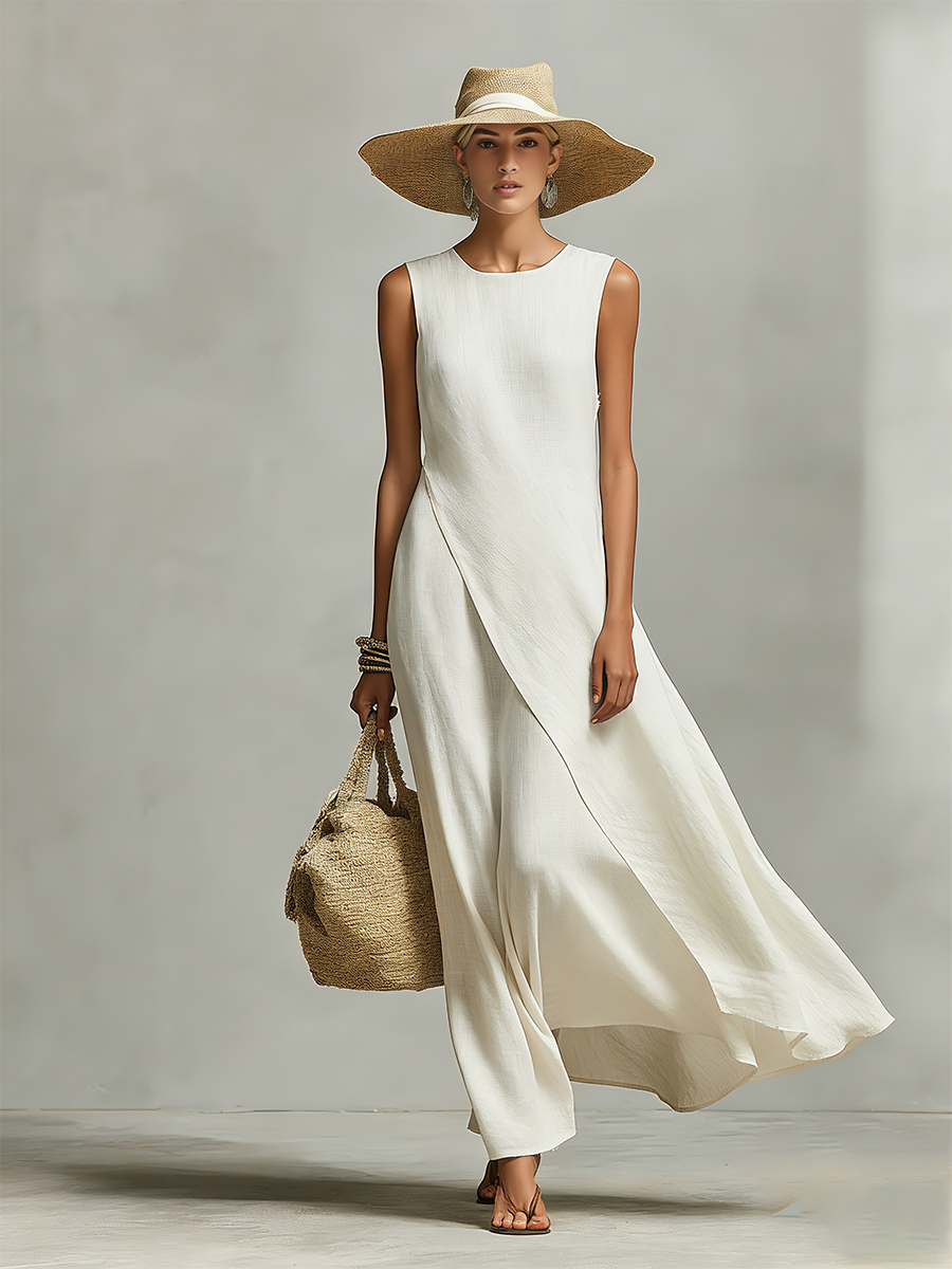 Robe Longue Ivoire Coupe Ample
