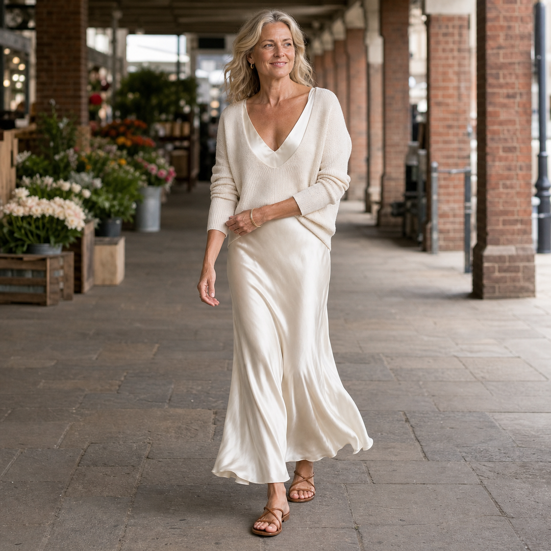 Ensemble Robe Longue en Satin Élégante