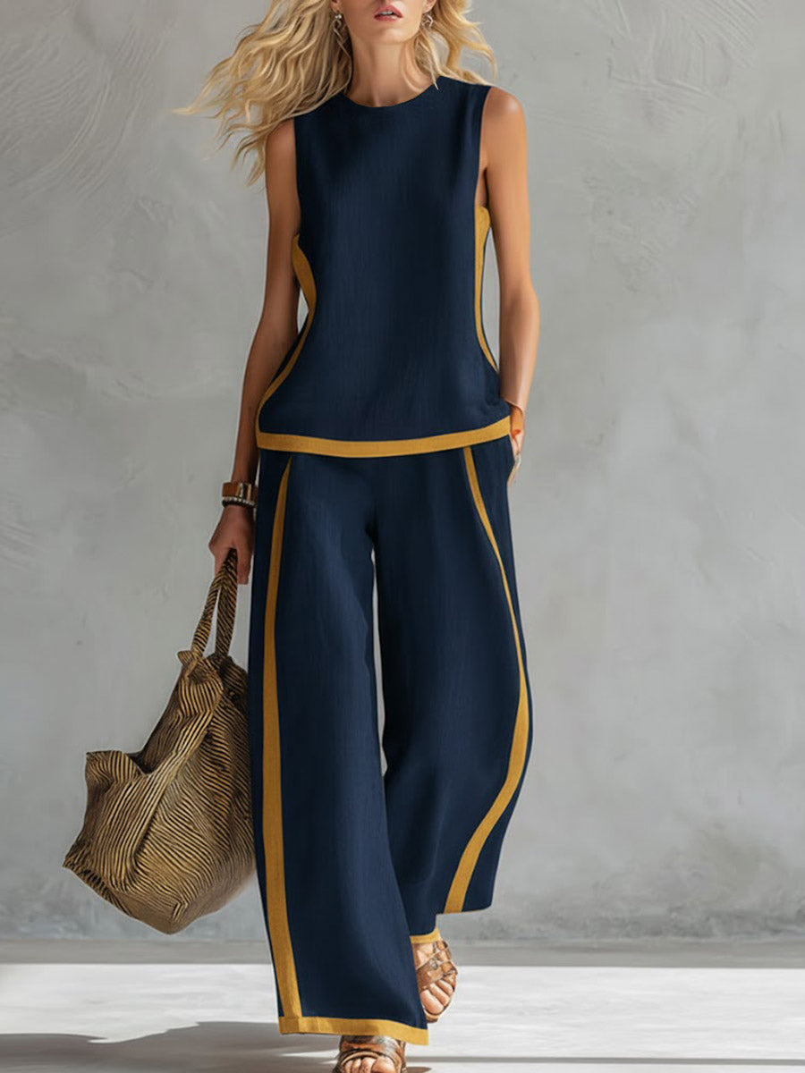 Ensemble Haut Sans Manches et Pantalon Large