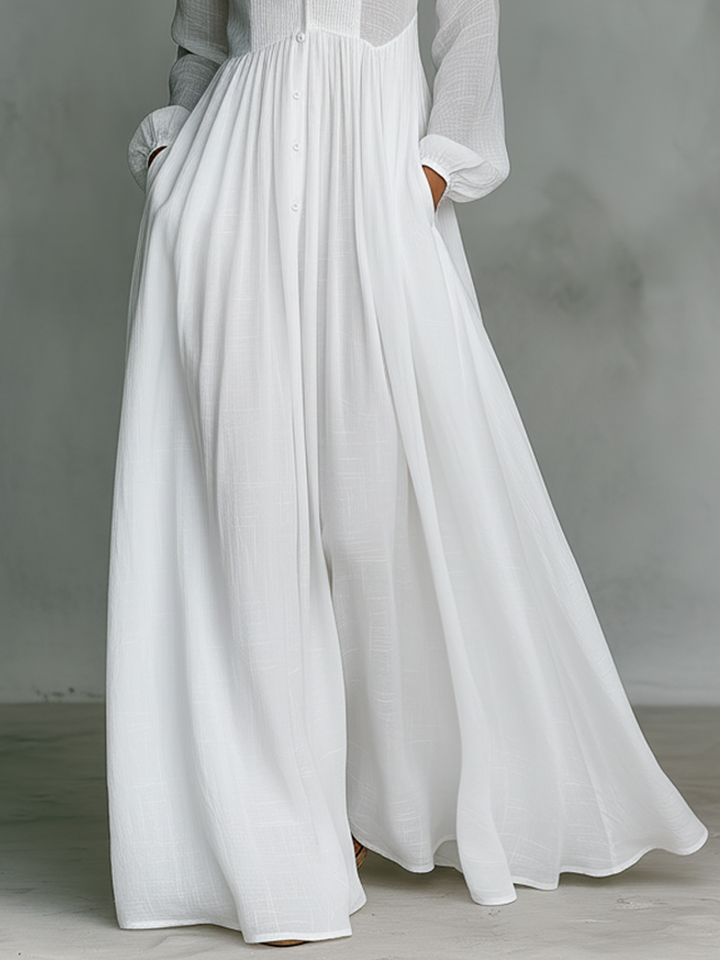 Robe Longue à Col Montant