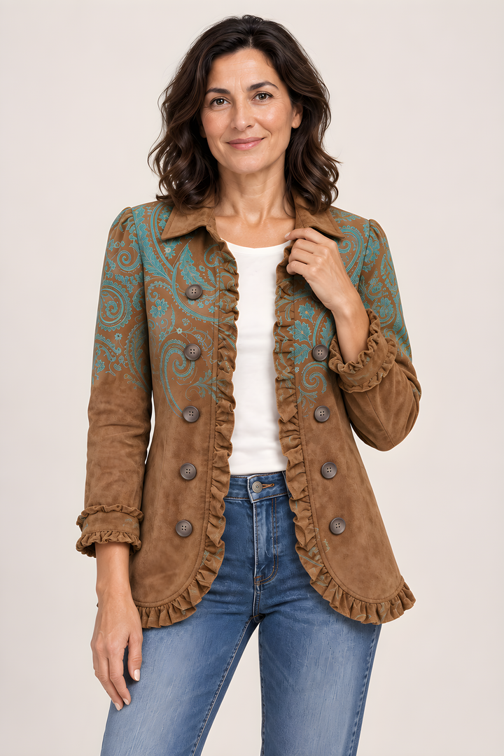 Veste Goldenridge Paisley à Volants en Marron, vue détaillée