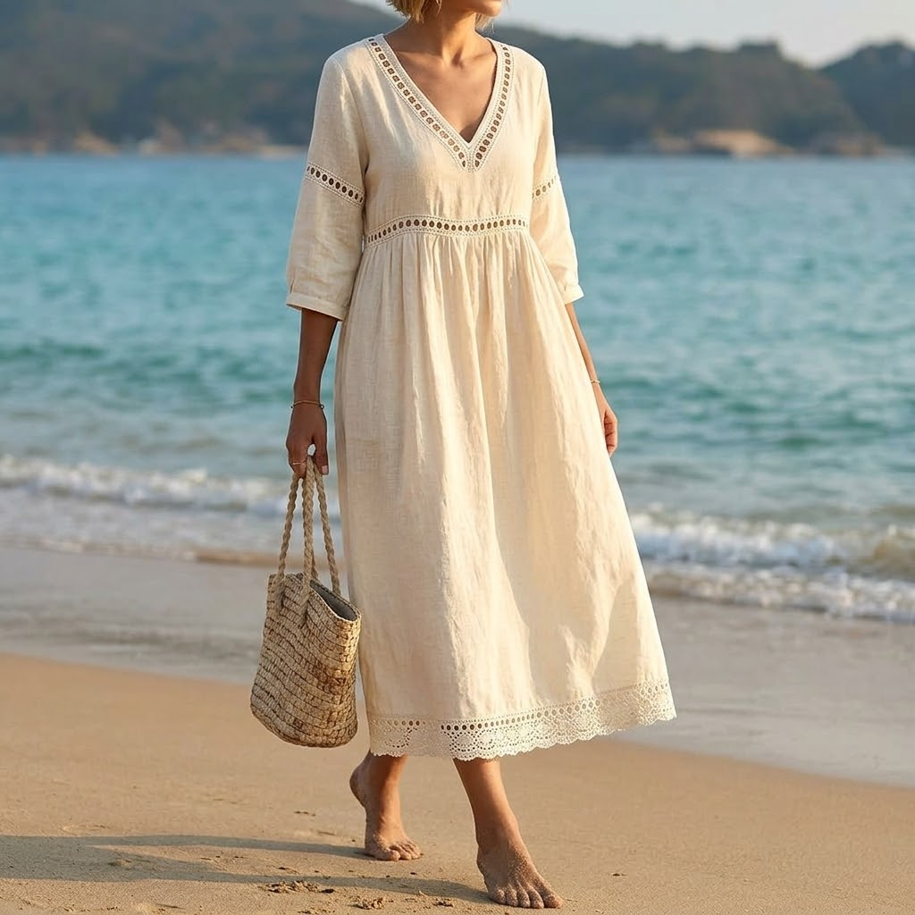 Robe Midi à Finition Crochet