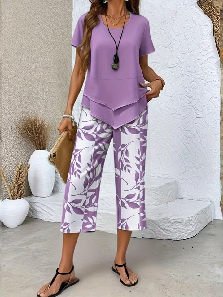 Ensemble Pantalon Imprimé Feuilles