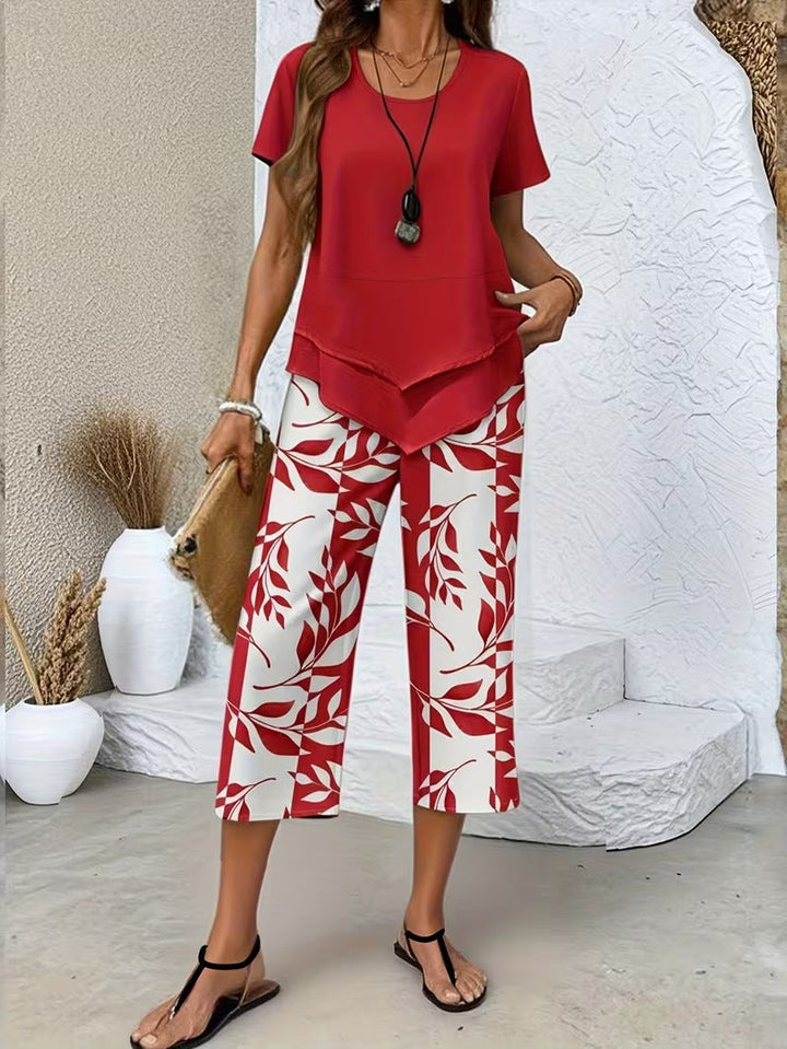 Ensemble Pantalon Imprimé Feuilles