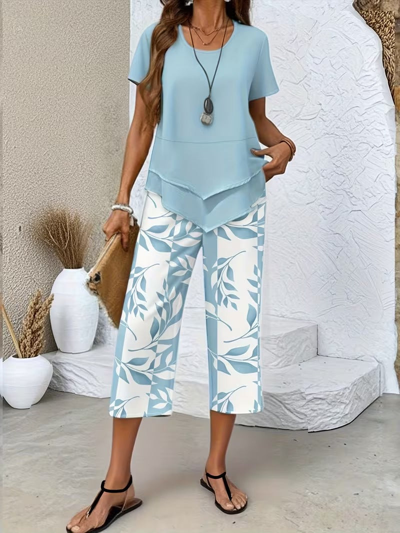 Ensemble Pantalon Imprimé Feuilles