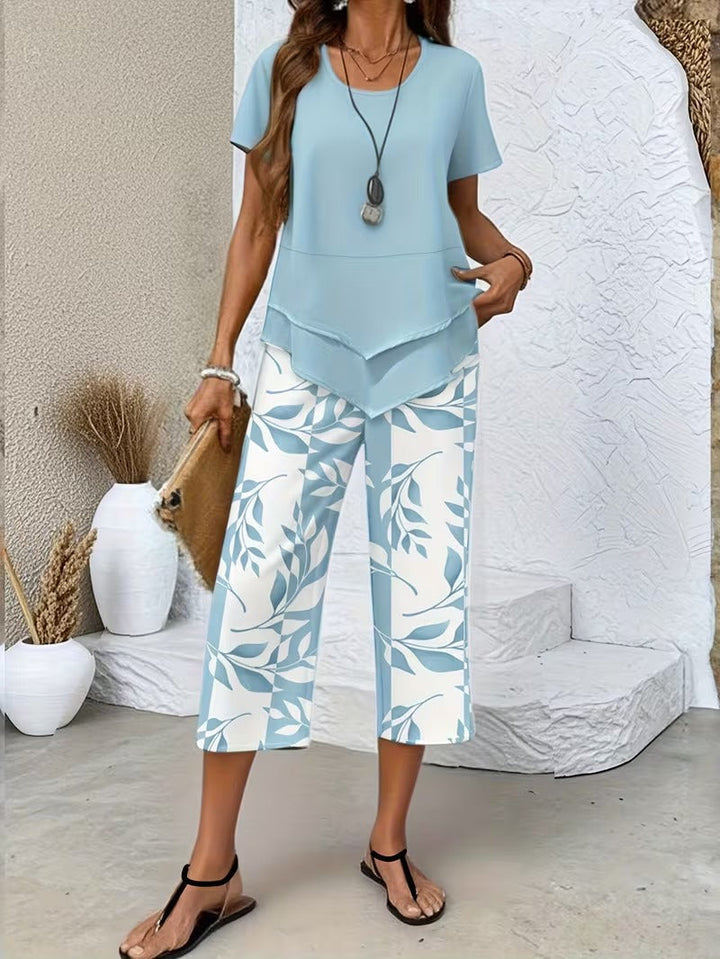 Ensemble Pantalon Imprimé Feuilles