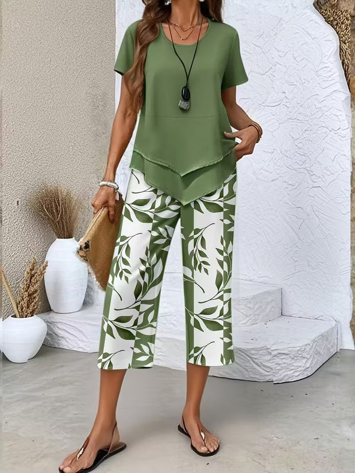 Ensemble Pantalon Imprimé Feuilles