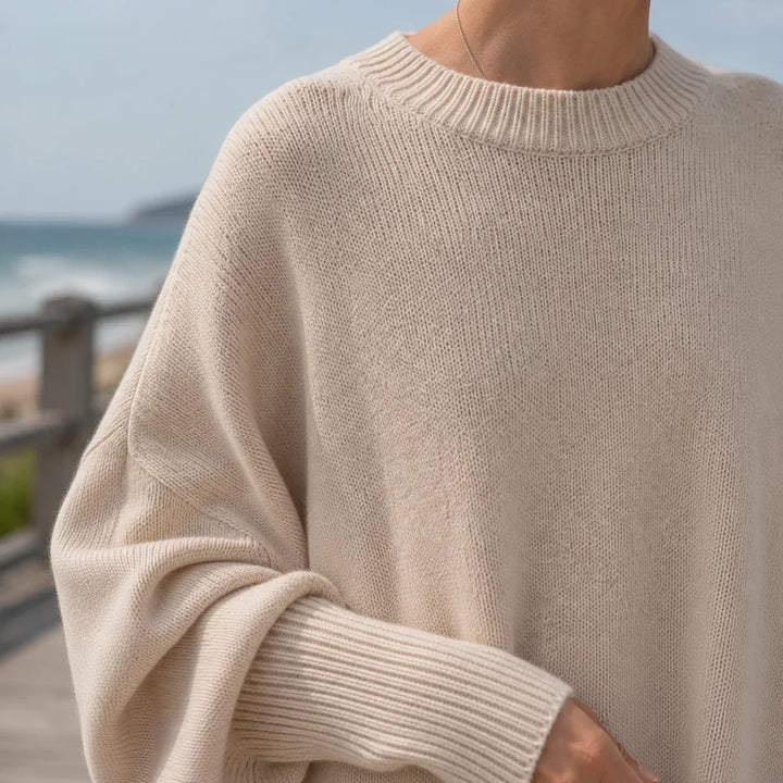 Pull grande taille en maille à col rond