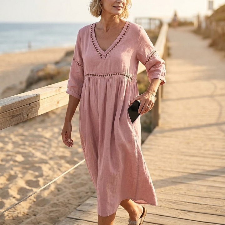 Robe Midi à Finition Crochet