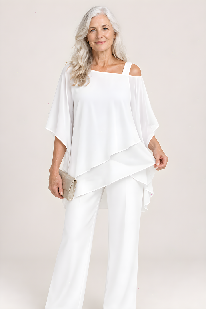 Ensemble deux pièces superposé Mariella en blanc, vue détail