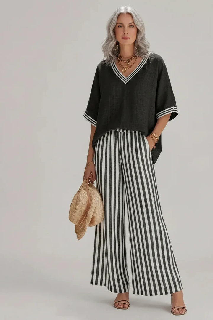 Ensemble Pantalon Rayé Élégance Décontractée