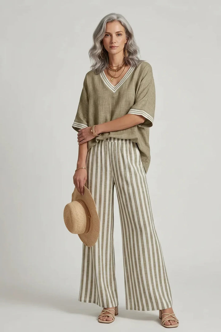 Ensemble Pantalon Rayé Élégance Décontractée