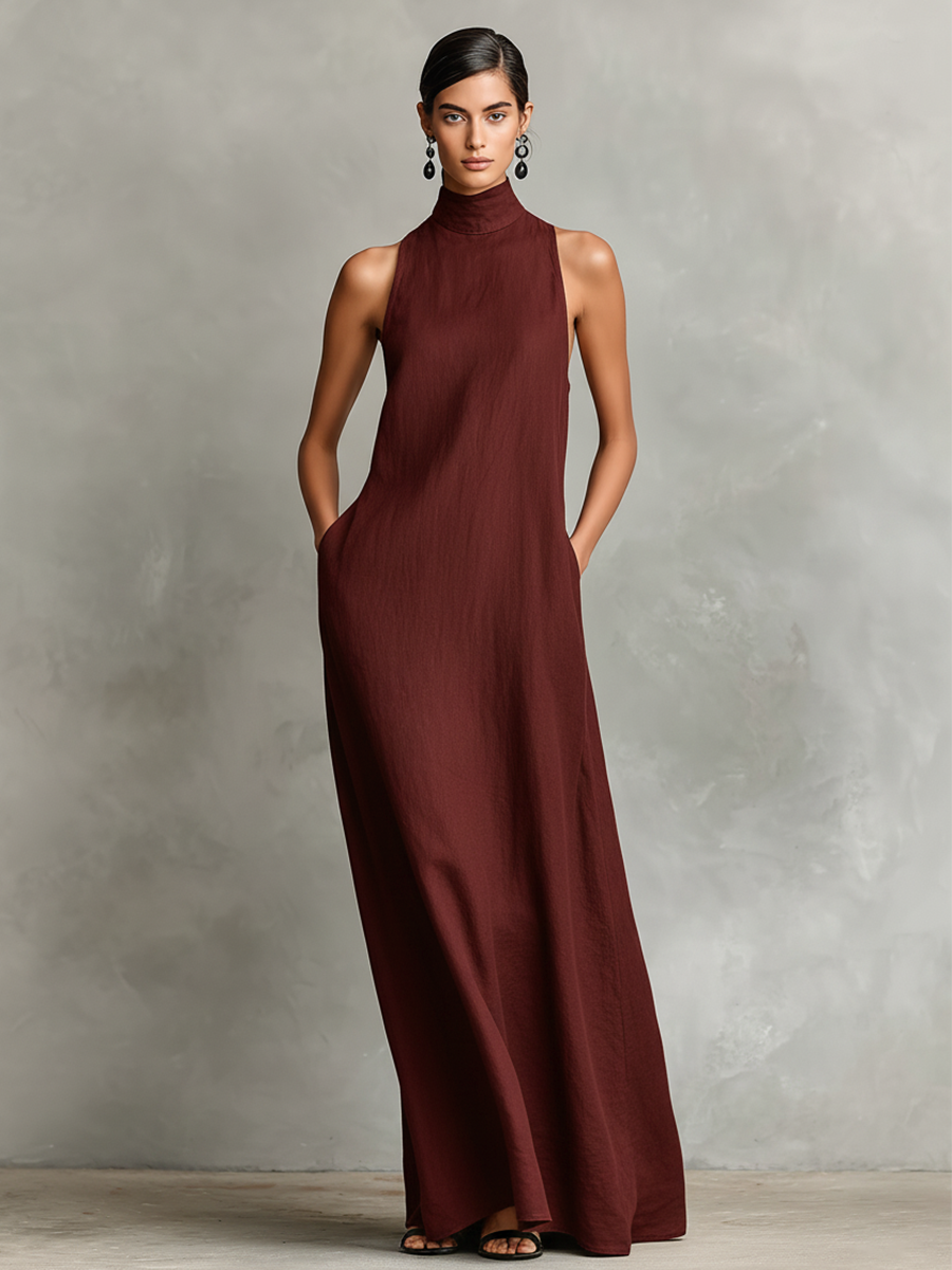 Robe Longue à Poches Latérales